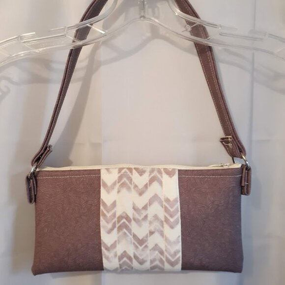 NEW Floral Faux Leather Tooled Western Pouch Purse Purple mauve Shoulder bag - Picture 5 of 10